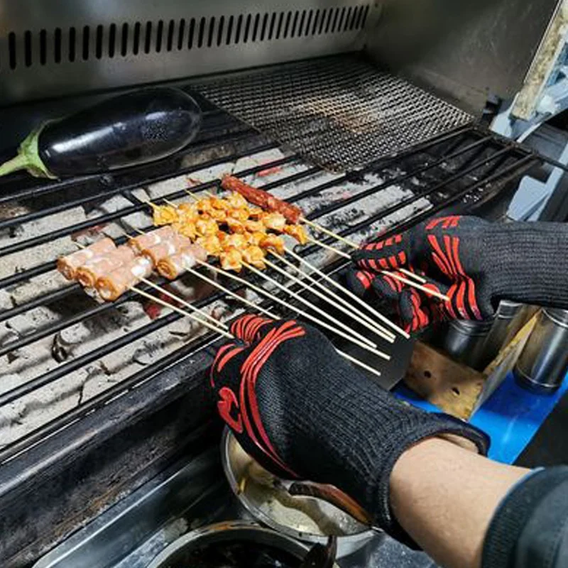 Flame Retardant Non-slip BBQ F - Oven Mitt Silicone recension och pris
